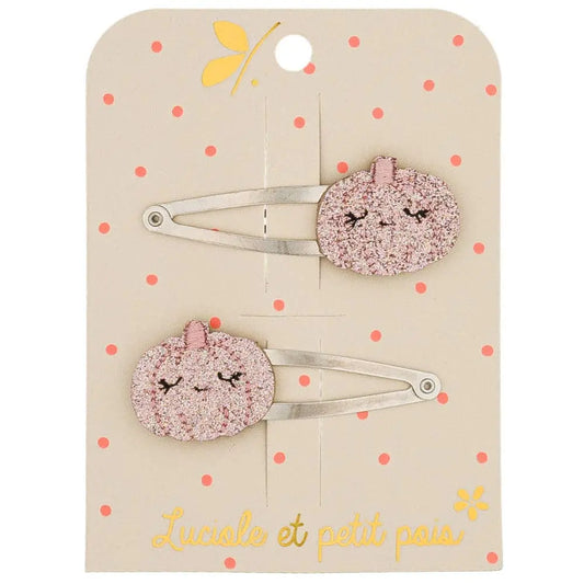 Luciole et Petit Pois - Pink pumpkin hair clips (pair) Luciole et Petit Pois