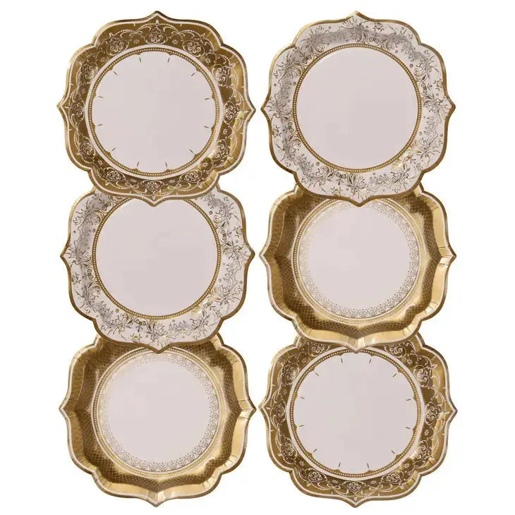 Medium Gold Plates - 12 Pack Talking Tables
