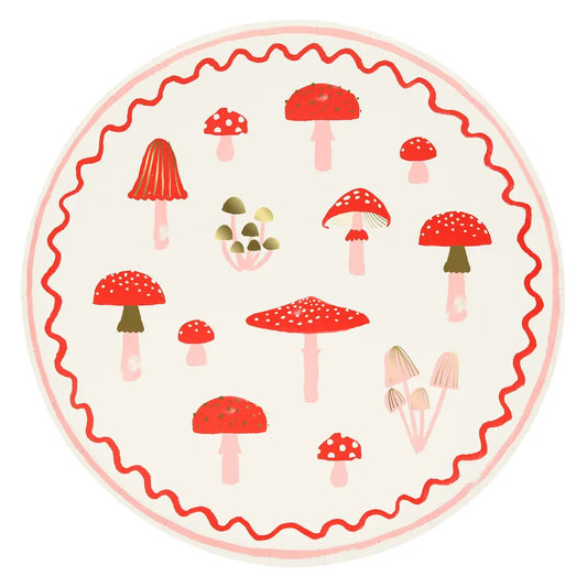 Merry mushroom dinner plates x8 Meri Meri