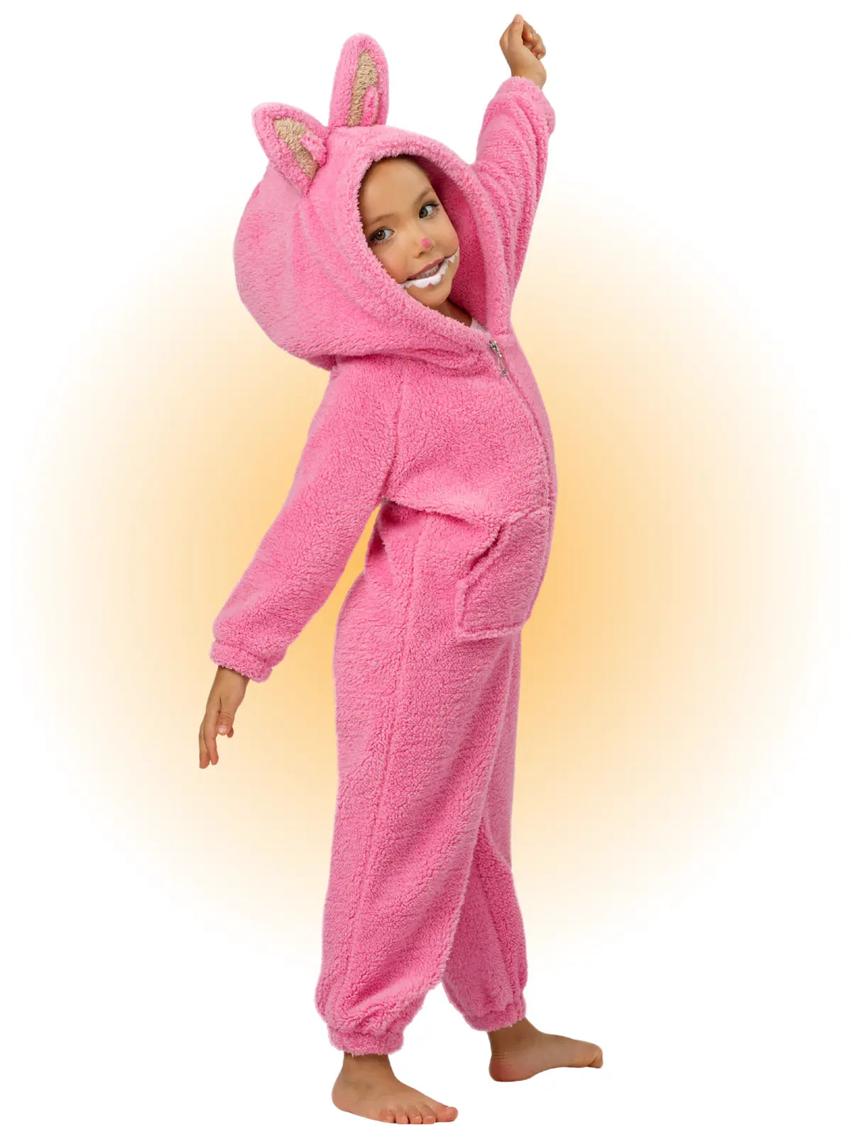 Mia Belle Girls • Wholesale - Pink Fluffy Lil Bubu Hooded Onesie Costume: Pink / 4/5 Mia Belle Girls • Wholesale