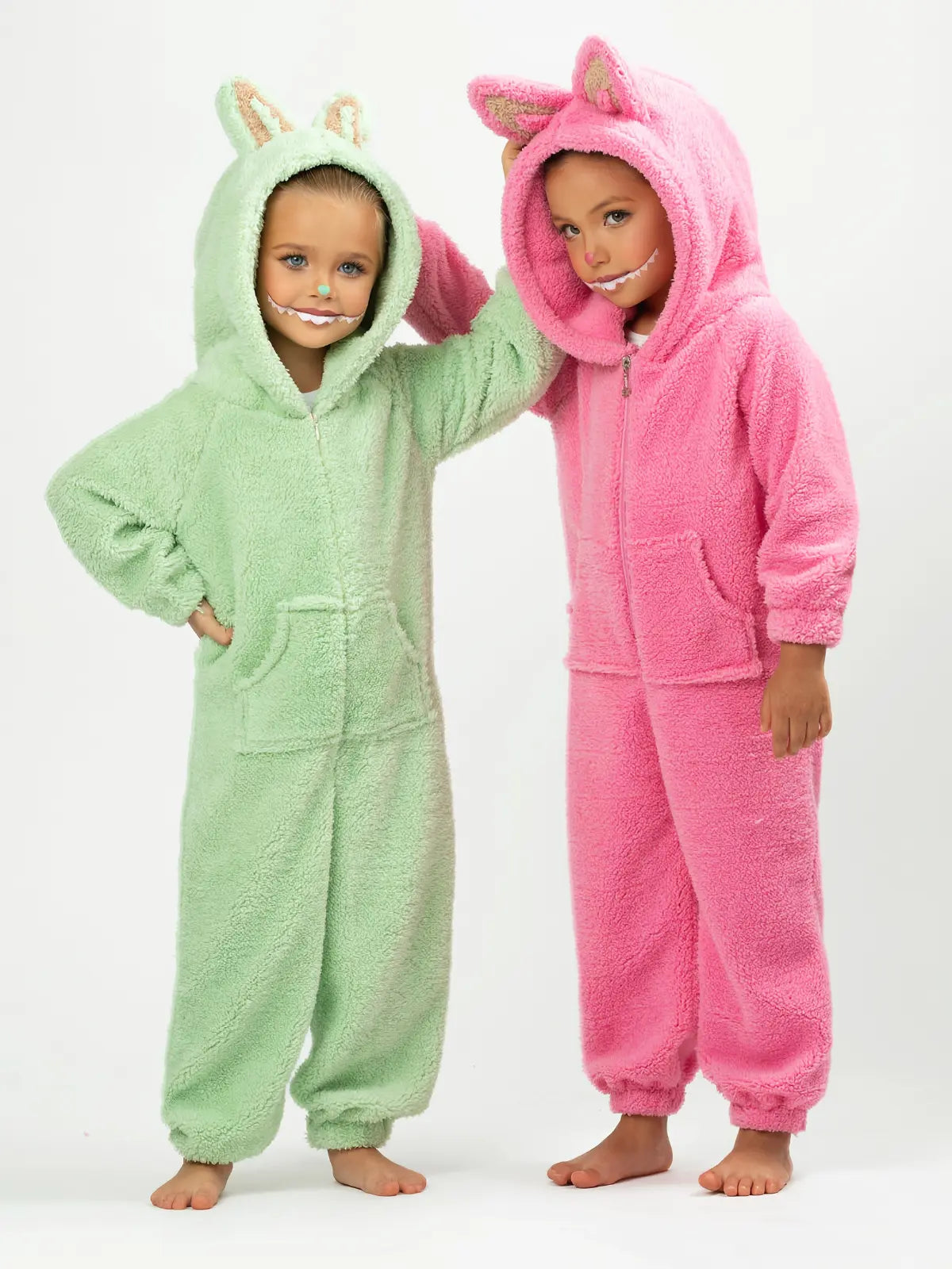 Mia Belle Girls • Wholesale - Pink Fluffy Lil Bubu Hooded Onesie Costume: Pink / 4/5 Mia Belle Girls • Wholesale