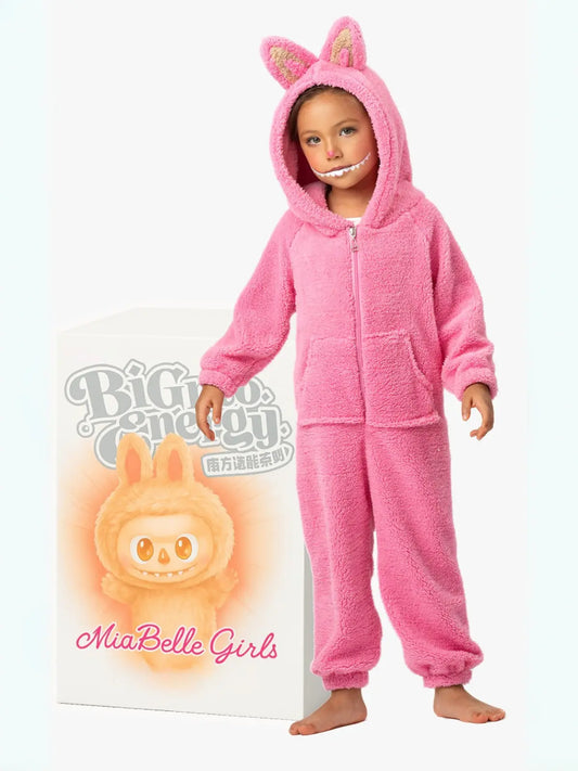 Mia Belle Girls • Wholesale - Pink Fluffy Lil Bubu Hooded Onesie Costume: Pink / 6/6X Mia Belle Girls • Wholesale
