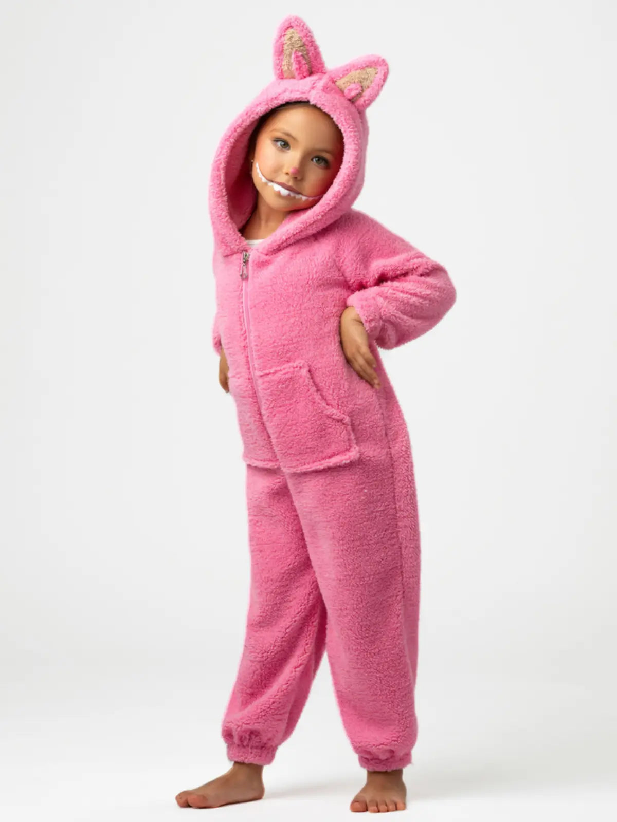 Mia Belle Girls • Wholesale - Pink Fluffy Lil Bubu Hooded Onesie Costume: Pink / 6/6X Mia Belle Girls • Wholesale