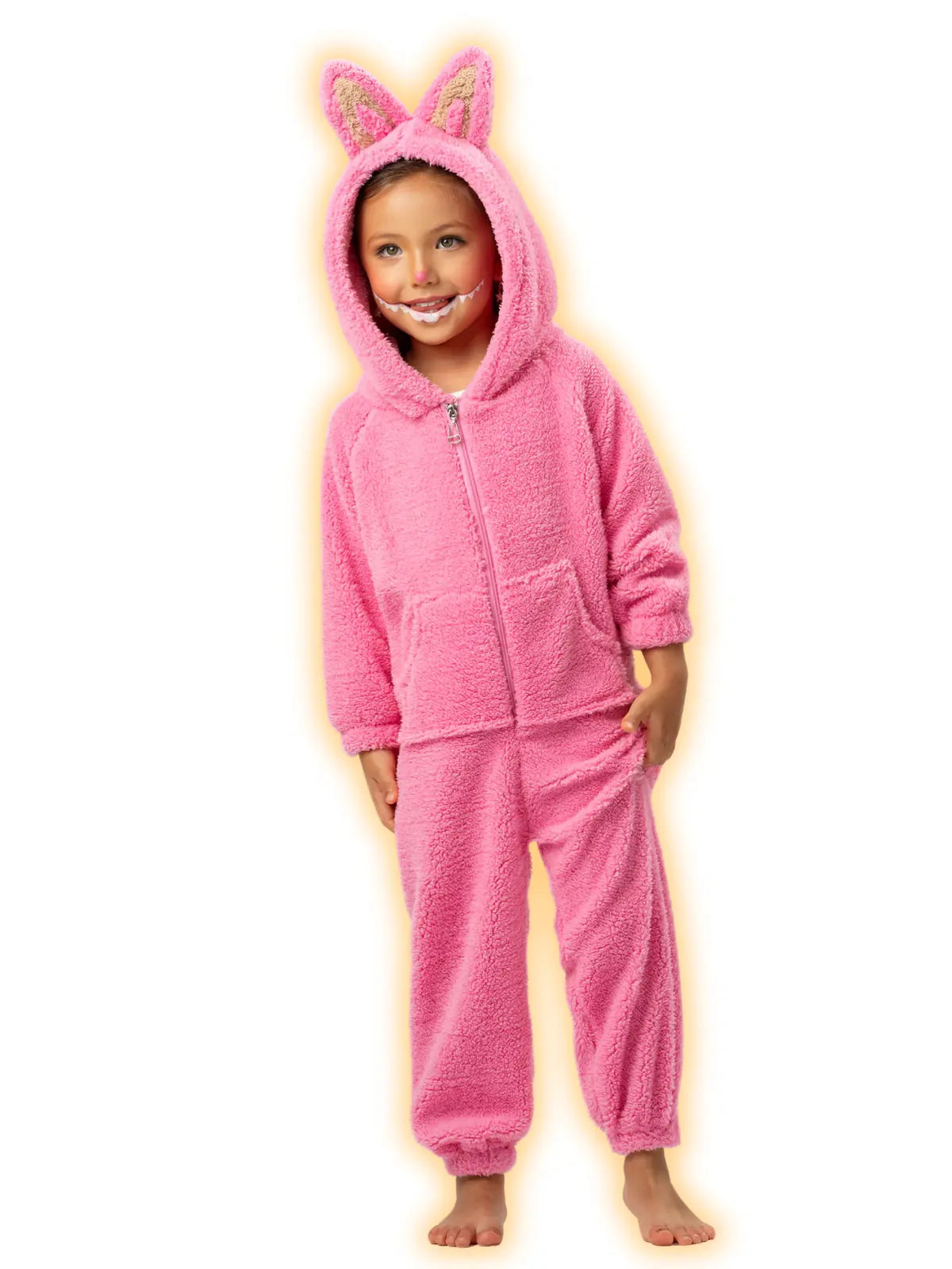 Mia Belle Girls • Wholesale - Pink Fluffy Lil Bubu Hooded Onesie Costume: Pink / 7/8 Mia Belle Girls • Wholesale