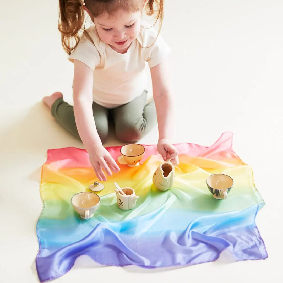 Mini Enchanted Playsilks - 100% Silk Natural, Waldorf Toys: Rainbow Sarah’s Silks