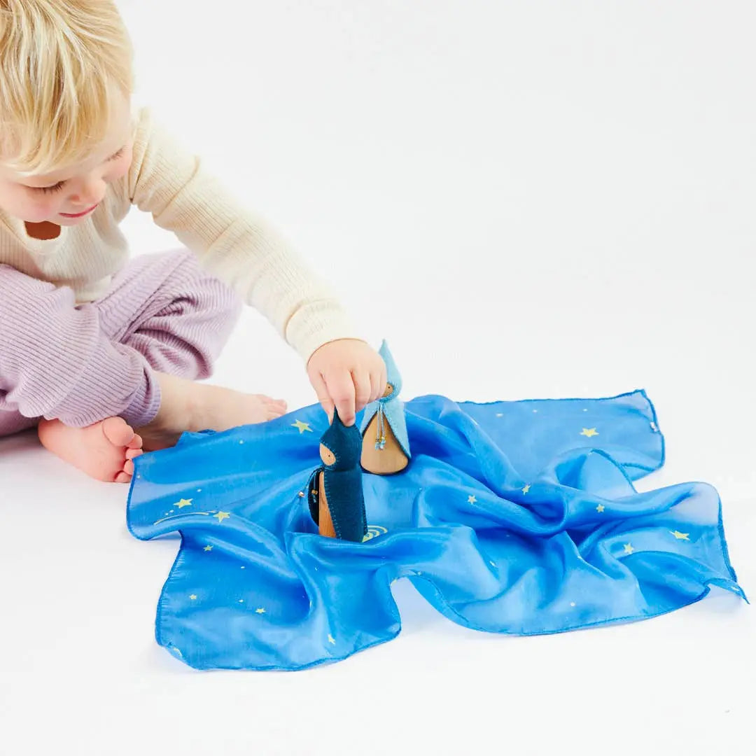 Mini Enchanted Playsilks - 100% Silk Natural, Waldorf Toys: Starry Night Sarah’s Silks