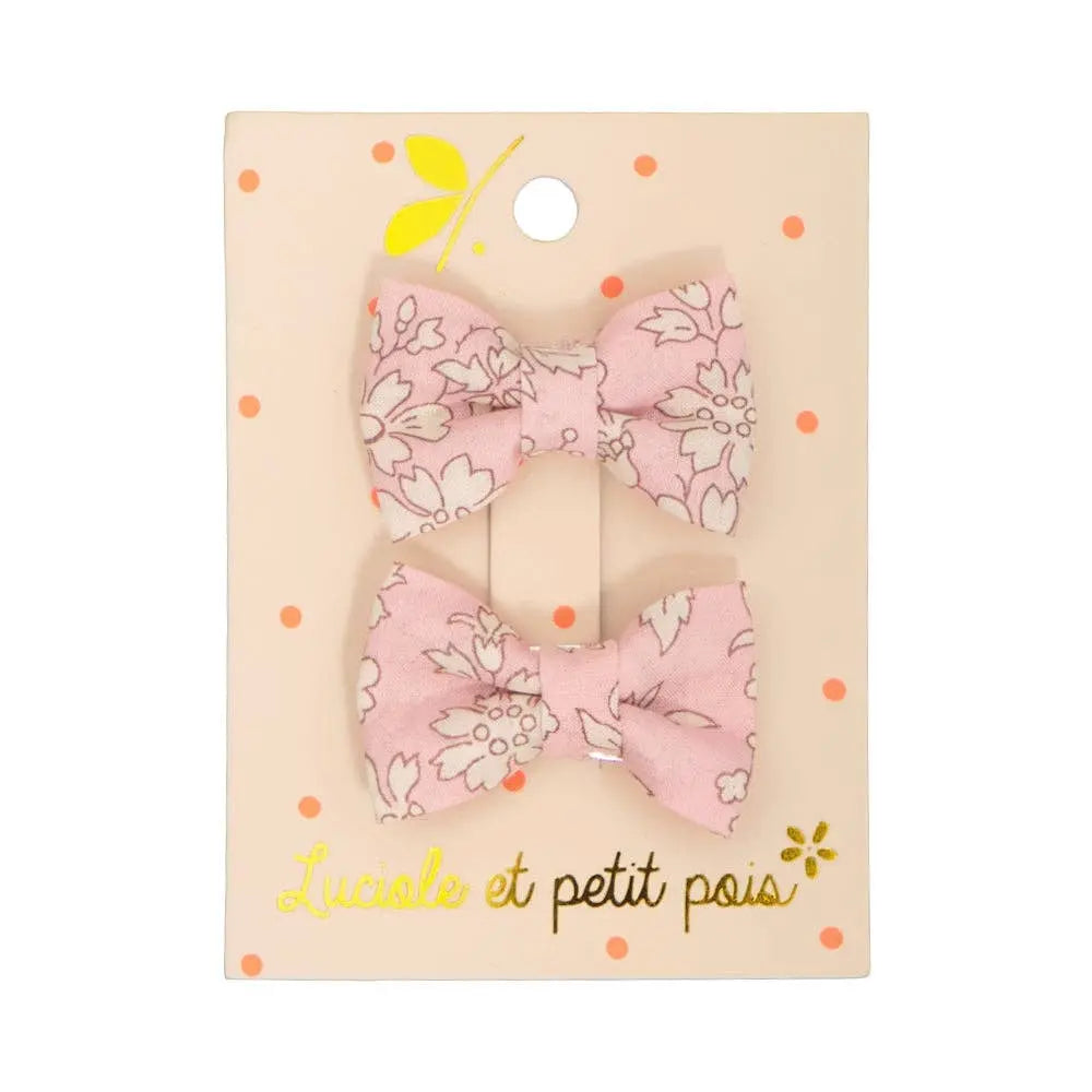 Mini butterfly clips - Liberty Capel pink (pair) Luciole et Petit Pois