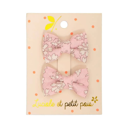 Mini butterfly clips - Liberty Capel pink (pair) Luciole et Petit Pois