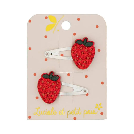 Mini strawberry hair clips (pair) Luciole et Petit Pois