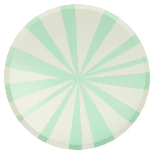 Mint stripe dinner plates S Meri Meri