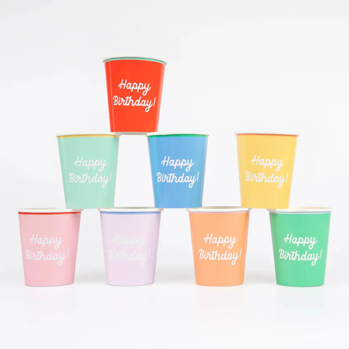 Mixed Happy Birthday Cups (x 8) Meri Meri