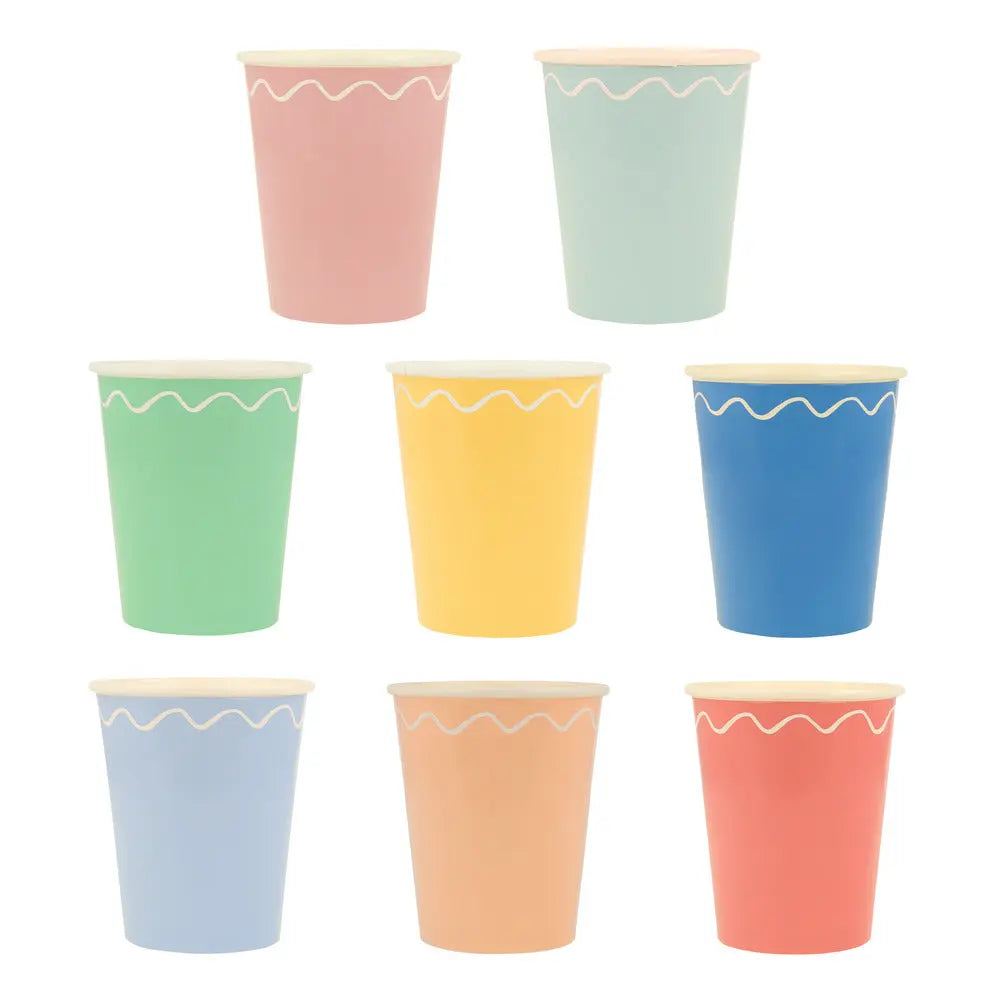 Mixed Wavy Line Cups (x 8) Meri Meri