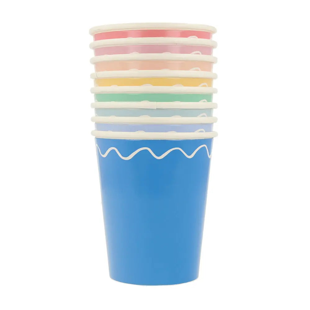 Mixed Wavy Line Cups (x 8) Meri Meri