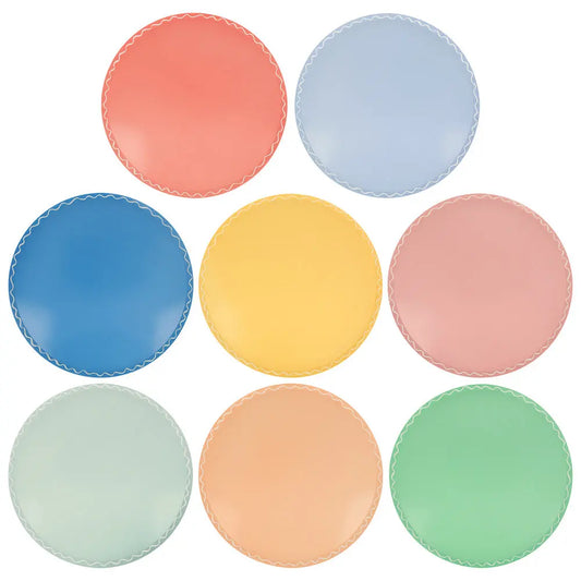 Mixed Wavy Line Dinner Plates (x 8) Meri Meri