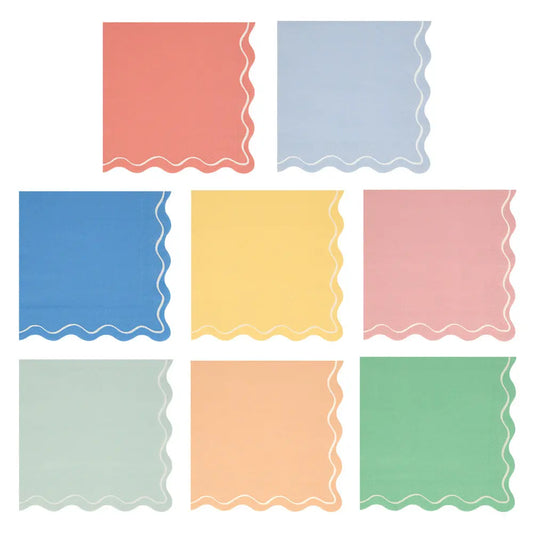 Mixed Wavy Line Large Napkins (x 16) Meri Meri
