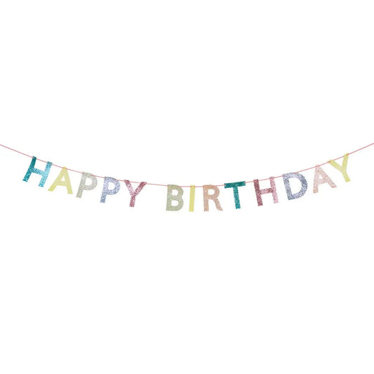 Mixed glitter fabric happy birthday garland Meri Meri
