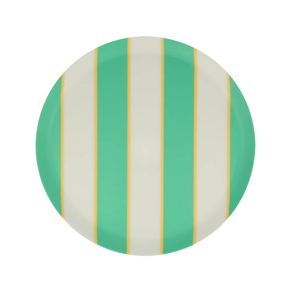 Mixed stripe recycled plastic plates Small (X 6) Meri Meri