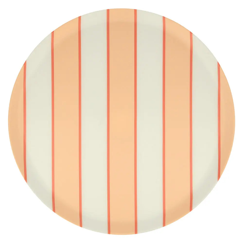 Mixed stripe recycled plastic plates large (X 6) Meri Meri