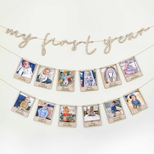 My First Year Wooden Baby Photo Bunting Ginger Ray