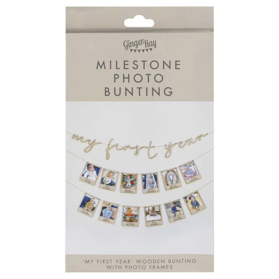 My First Year Wooden Baby Photo Bunting Ginger Ray