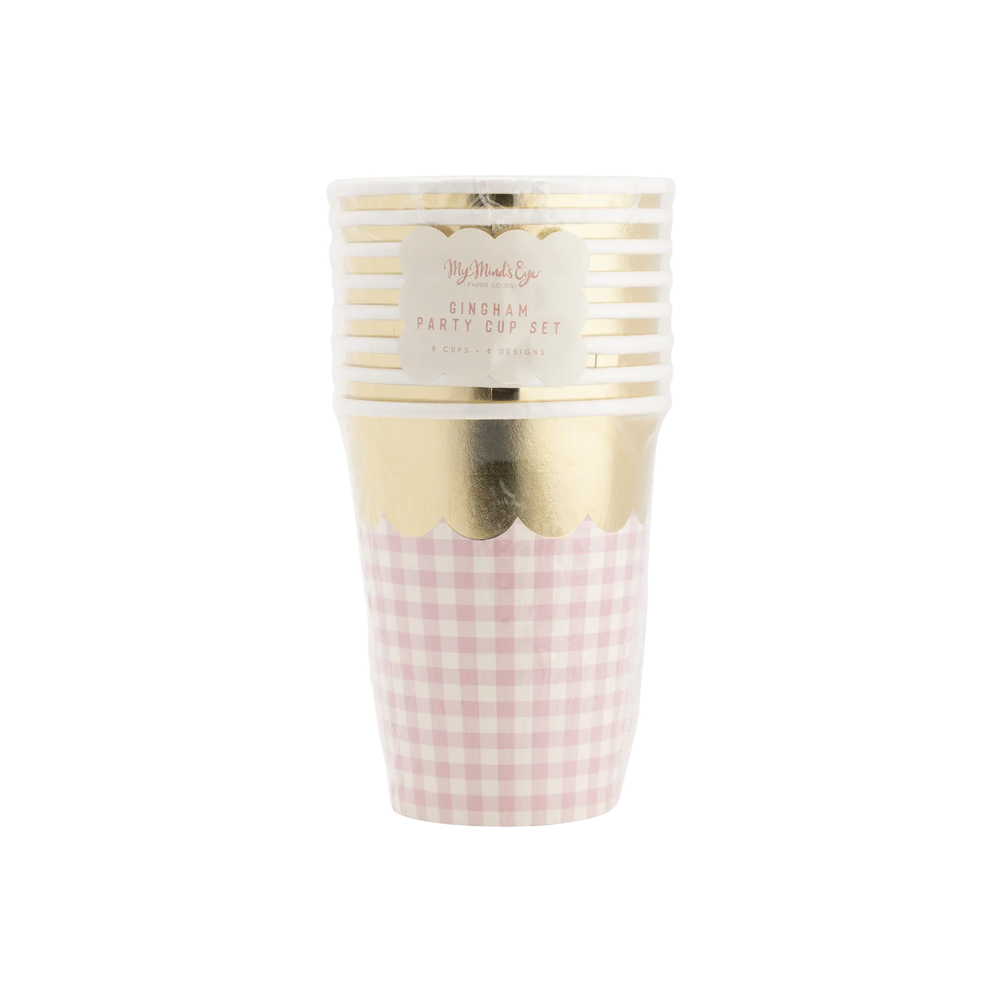 My Mind’s Eye - SPR1010 - Gingham Cups with Gold Scallop My Mind’s Eye