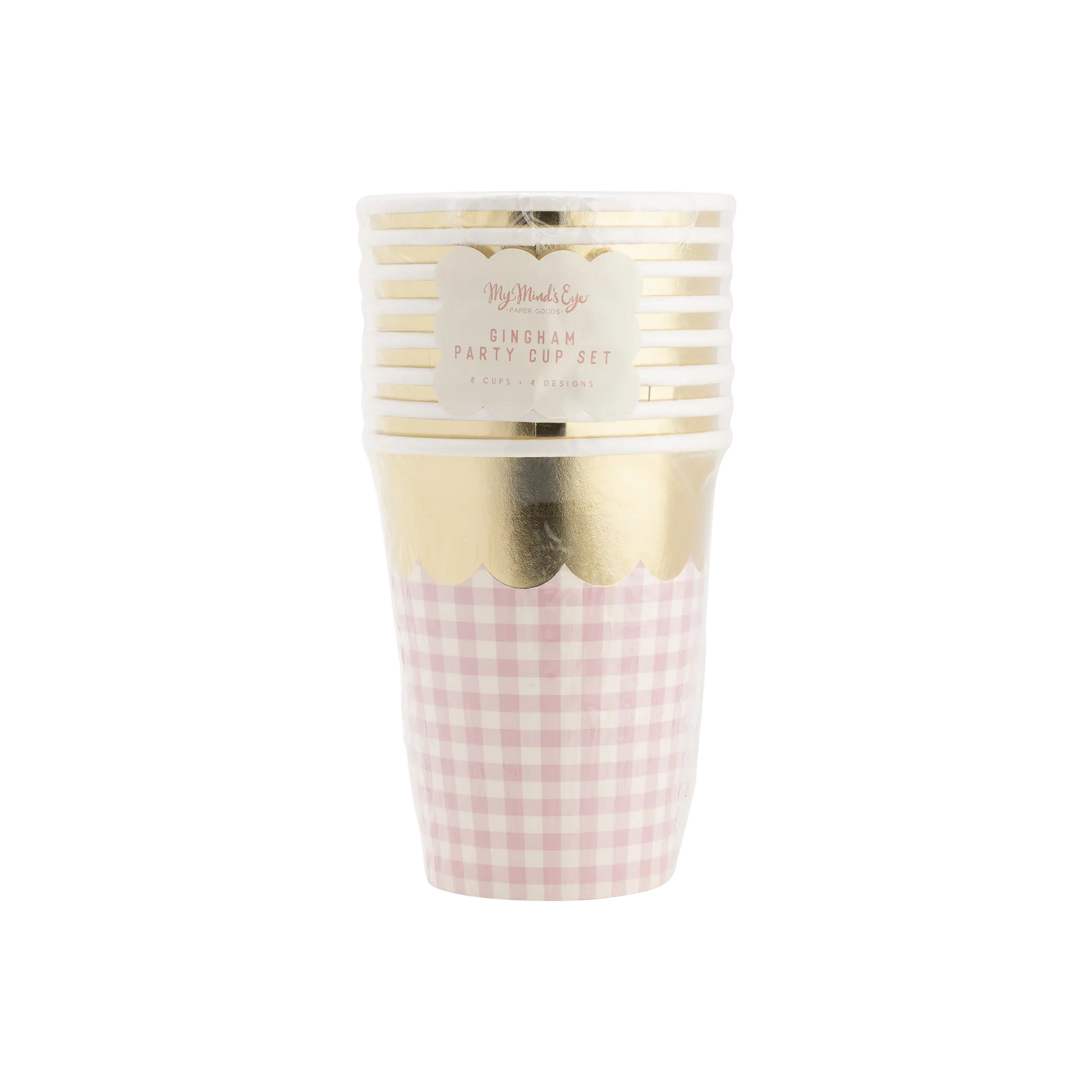 My Mind’s Eye - SPR1010 - Gingham Cups with Gold Scallop My Mind’s Eye