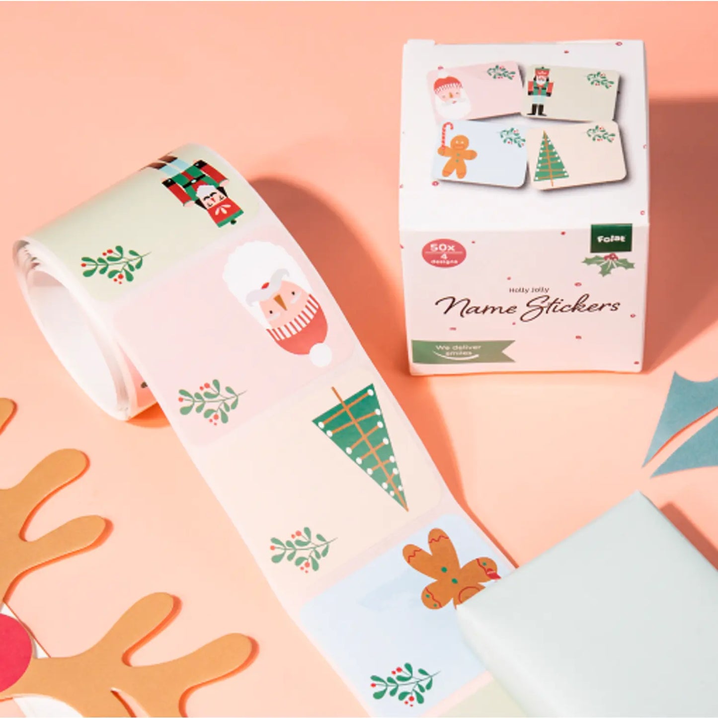 Name stickers - Holly Jolly - 50 pieces Folat