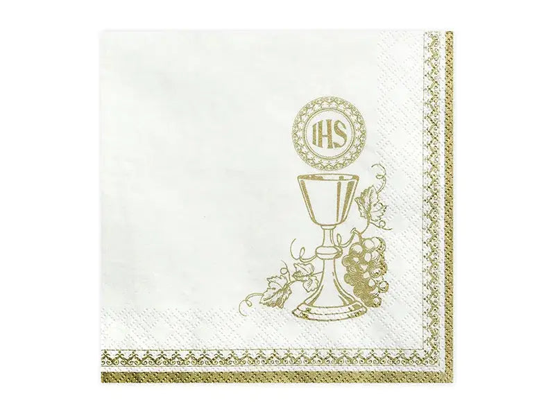 Napkins Chalice, white, 33 x 33 cm Partydeco