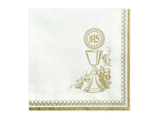 Napkins Chalice, white, 33 x 33 cm Partydeco