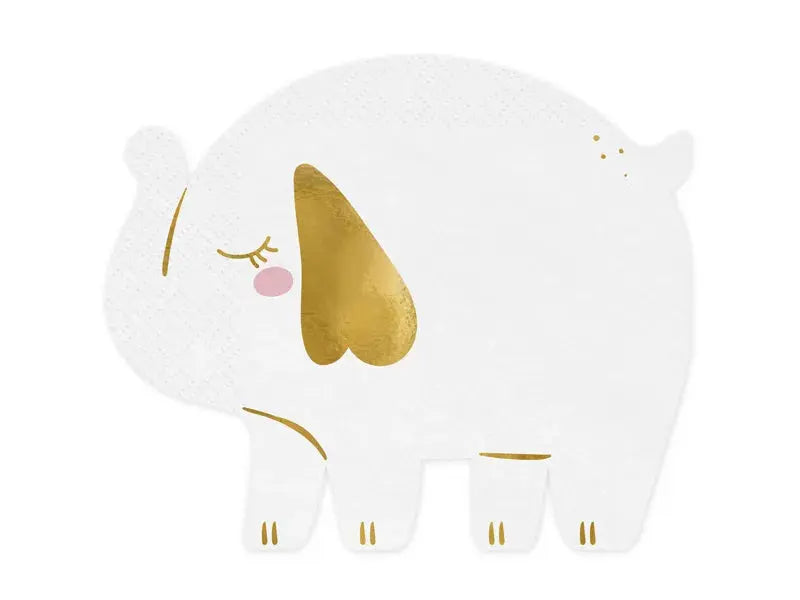Napkins Elephant, 16x13.5 cm, white Partydeco
