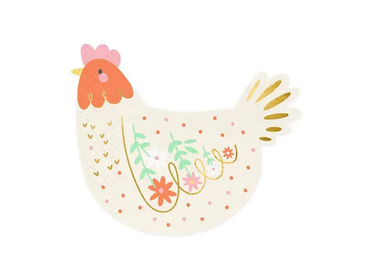 Napkins Hen, mix, 16x13 cm Partydeco