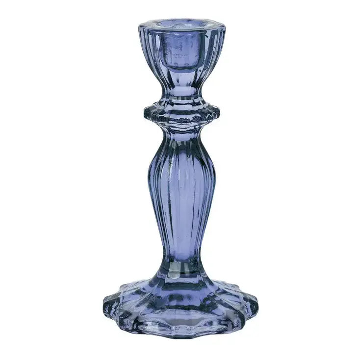 Navy Blue Glass Candlestick Holder - Home Décor Talking Tables