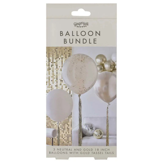 Neutral and Gold Balloons with Gold Tassel Tails GingerRay