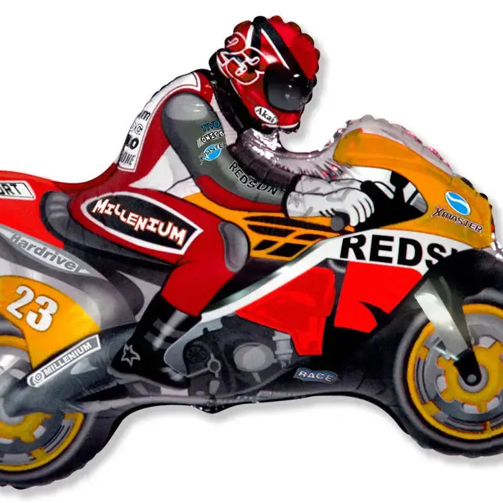 Orange Race MotoBike Balloon Mis Globos