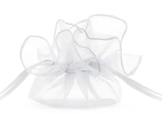 Organza pouches, white, 25cm Partydeco