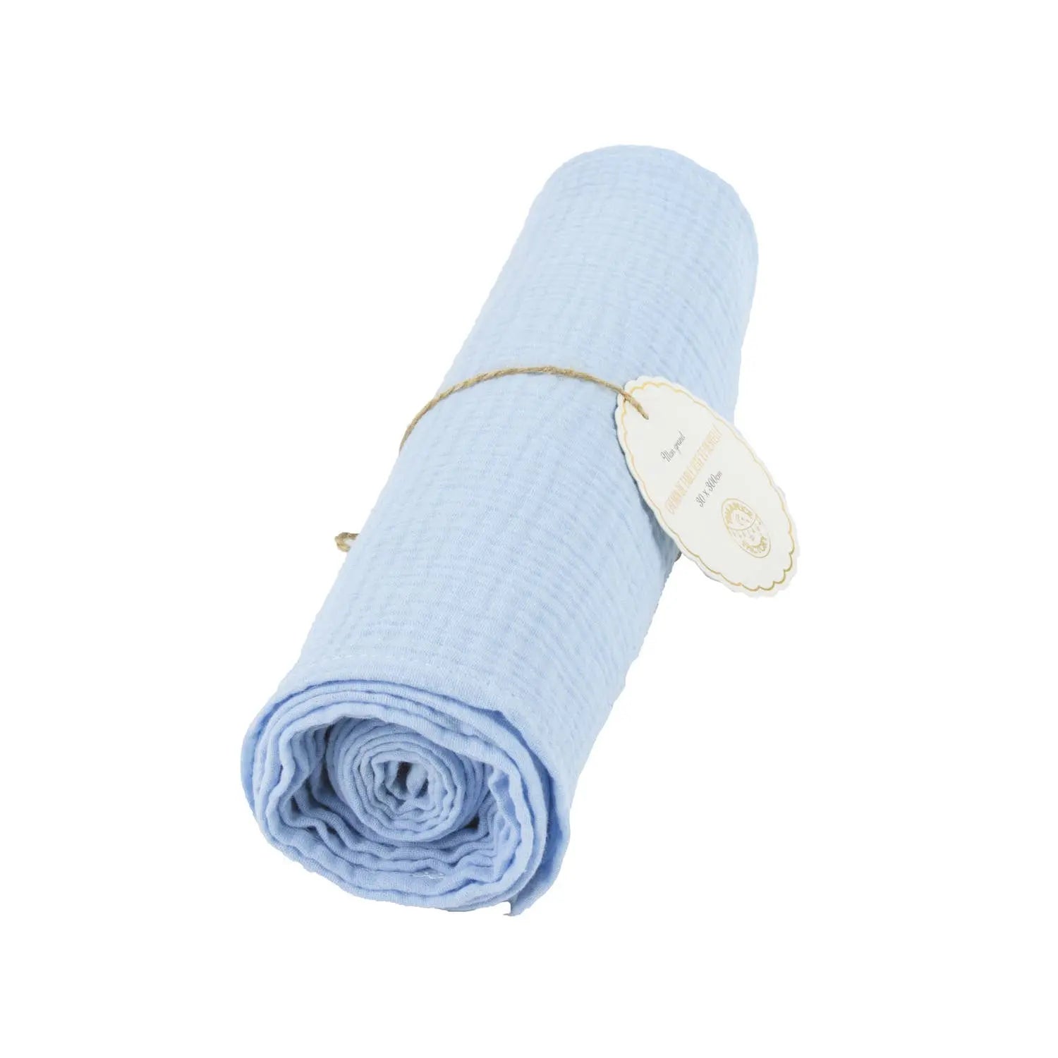 PASTEL BLUE COTTON GAUZE TABLE RUNNER 300X30CM Tim&Puce Factory