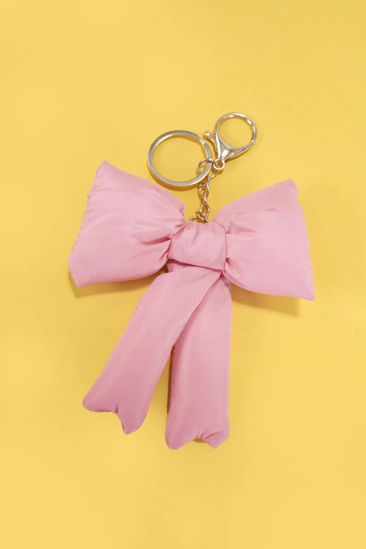 PUFFY BOW RIBBON BAG CHARM KEYCHAIN- Pink JOSSLYN by Wall to Wall