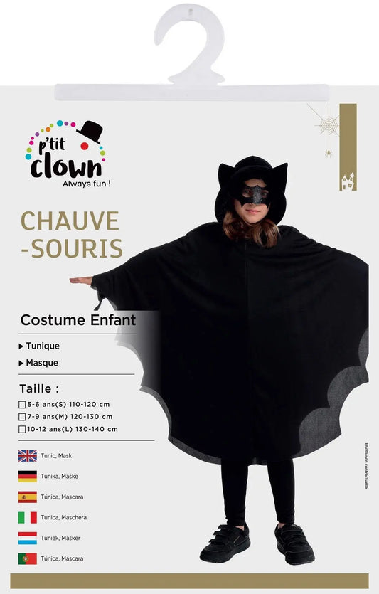 P'tit Clown - Bat Costume - Black - Child - 5/6 Years P'tit Clown
