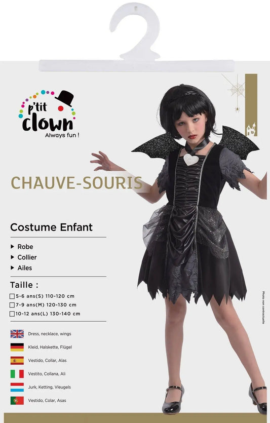 P'tit Clown - Bat Costume - Black Dress - Child - 5/6 Years P'tit Clown