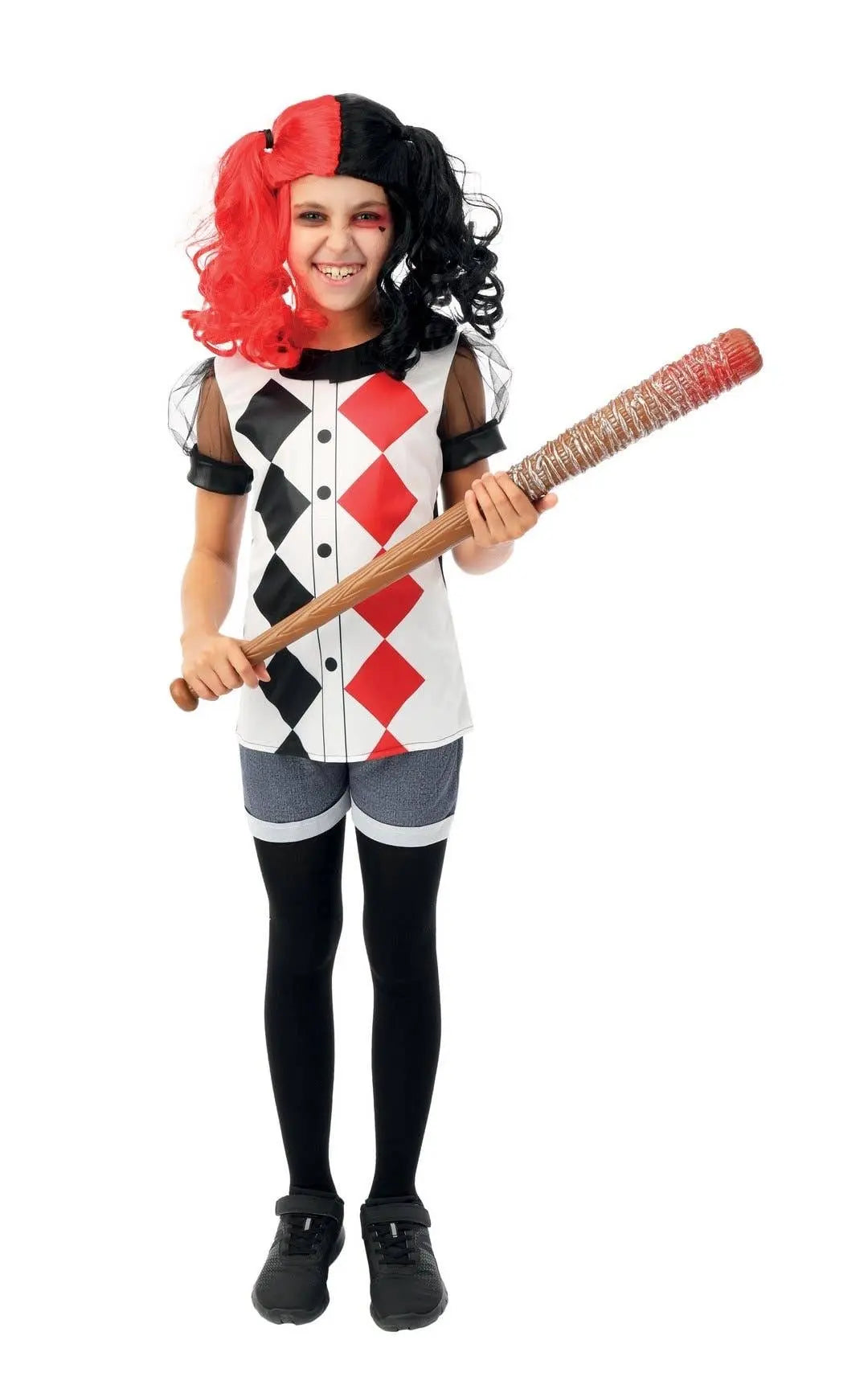 P'tit Clown - Harlequin Costume - Black, Red - Girl - 5/6 Years P'tit Clown