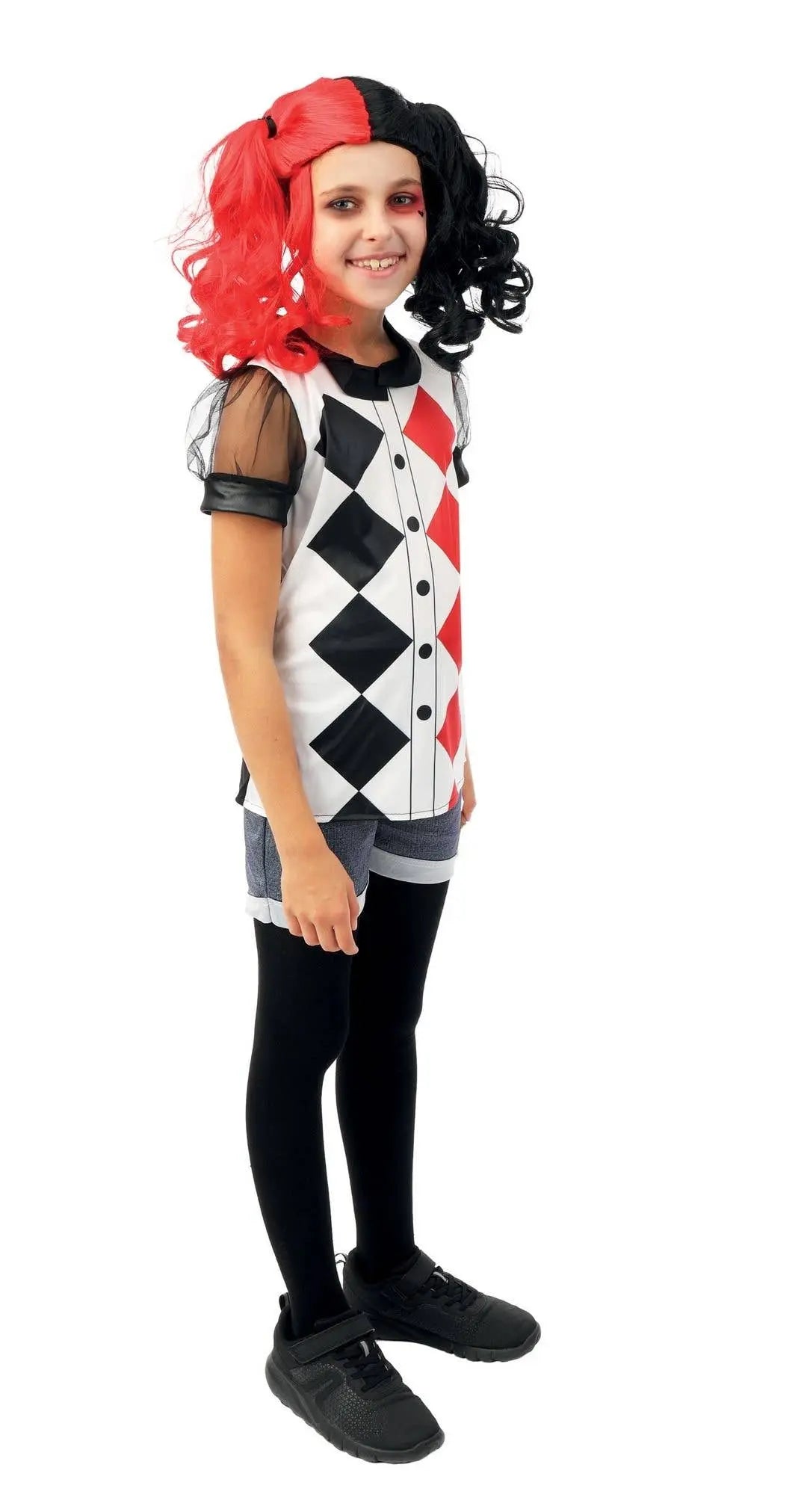 P'tit Clown - Harlequin Costume - Black, Red - Girl - 5/6 Years P'tit Clown