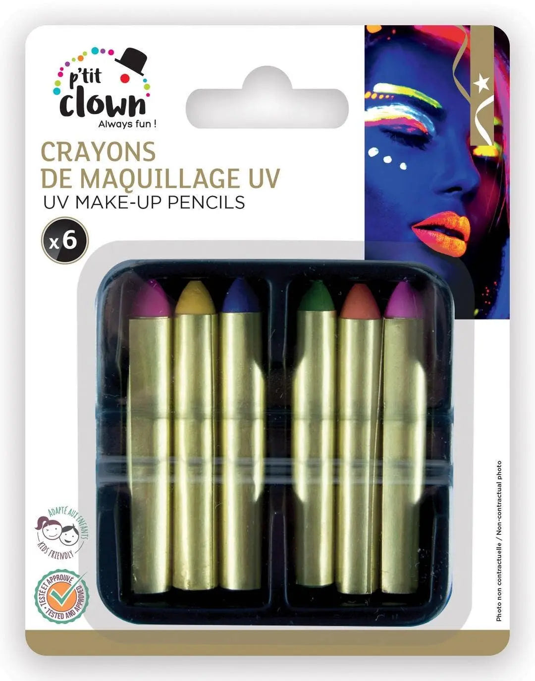 P'tit Clown - Makeup Crayon - UV - Set of 6 P'tit Clown