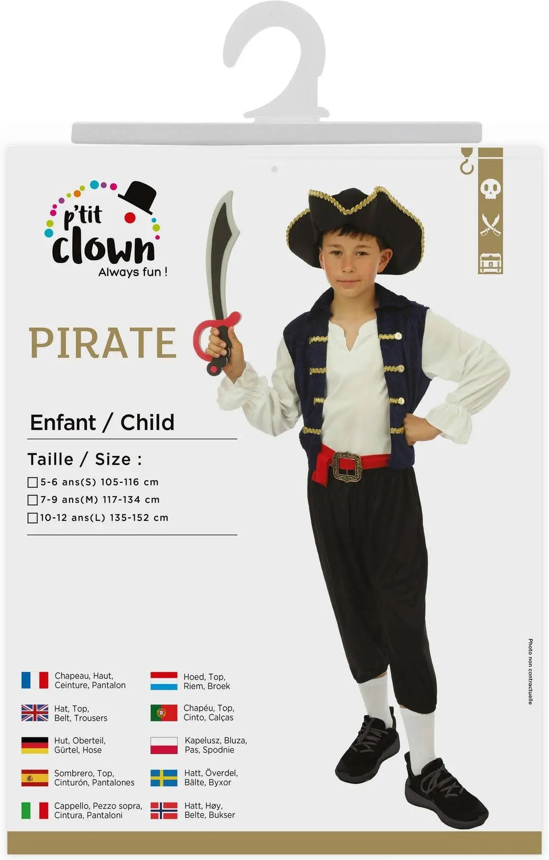 P'tit Clown - Pirate Costume - Blue - Boy Child - 10/12 Years P'tit Clown