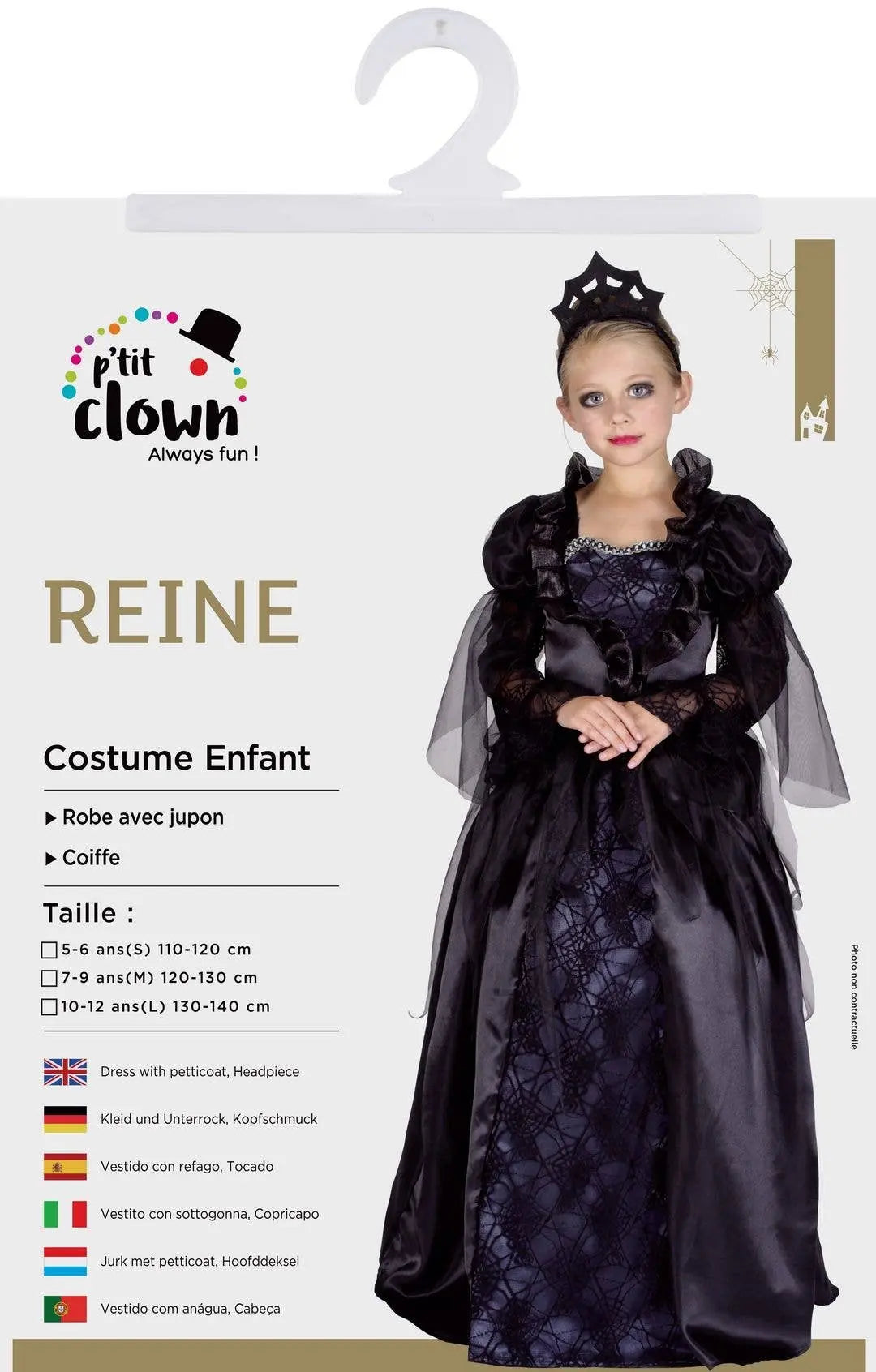 P'tit Clown - Queen Costume - Child - Black - 7/9 Years P'tit Clown