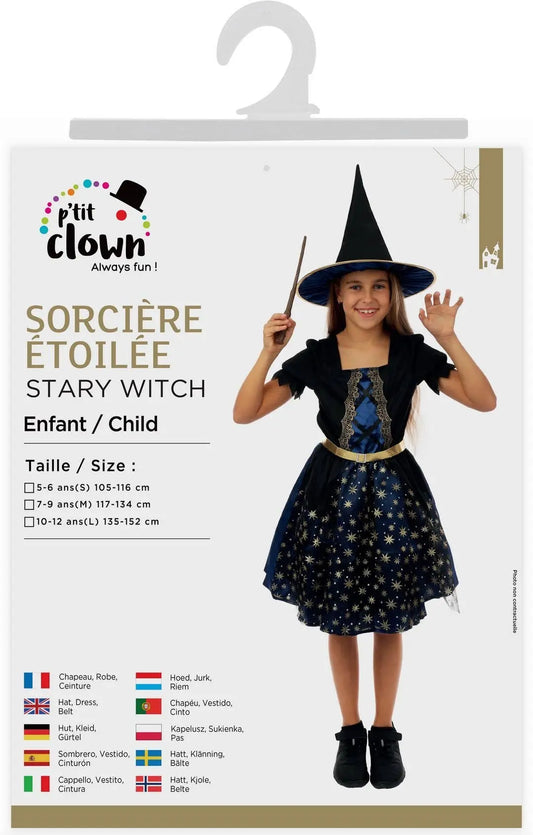 P'tit Clown - Starry Witch Costume - Blue - Child - 7/9 Years P'tit Clown