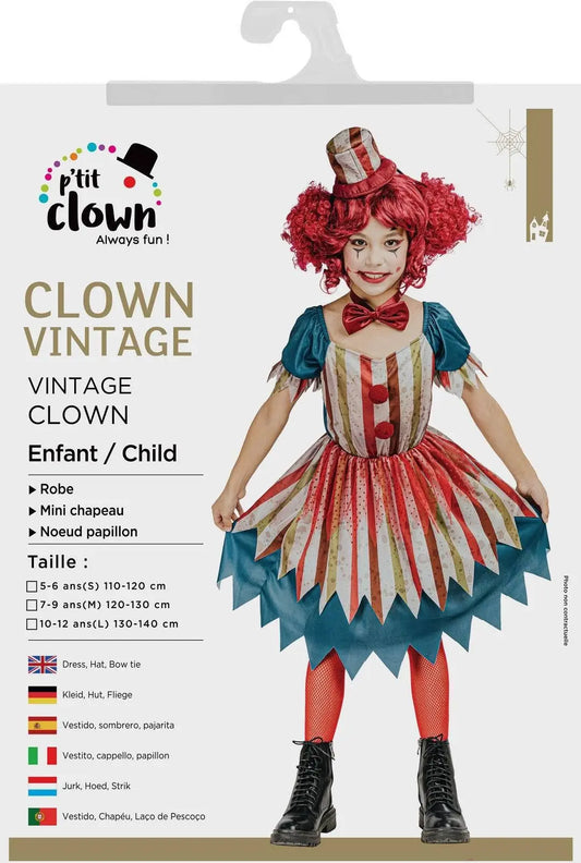 P'tit Clown - Vintage Clown Costume - Girl - 10/12 Years P'tit Clown