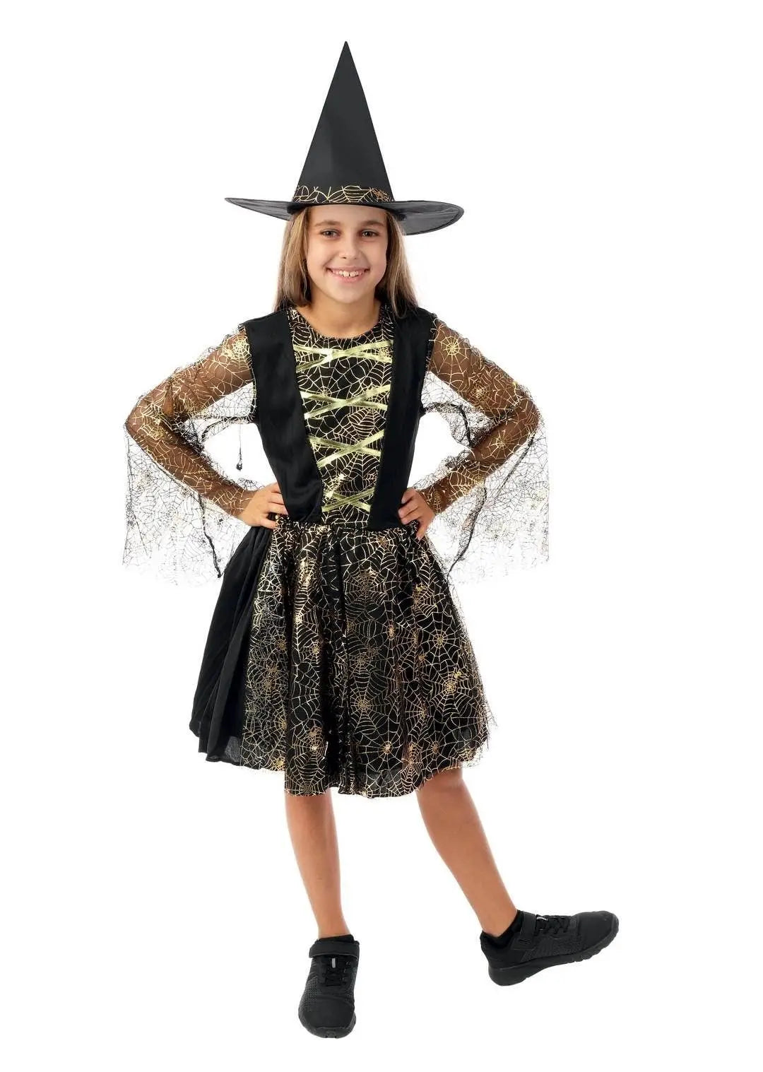 P'tit Clown - Witch Costume - Black, Gold - Child - 10/12 Years P'tit Clown