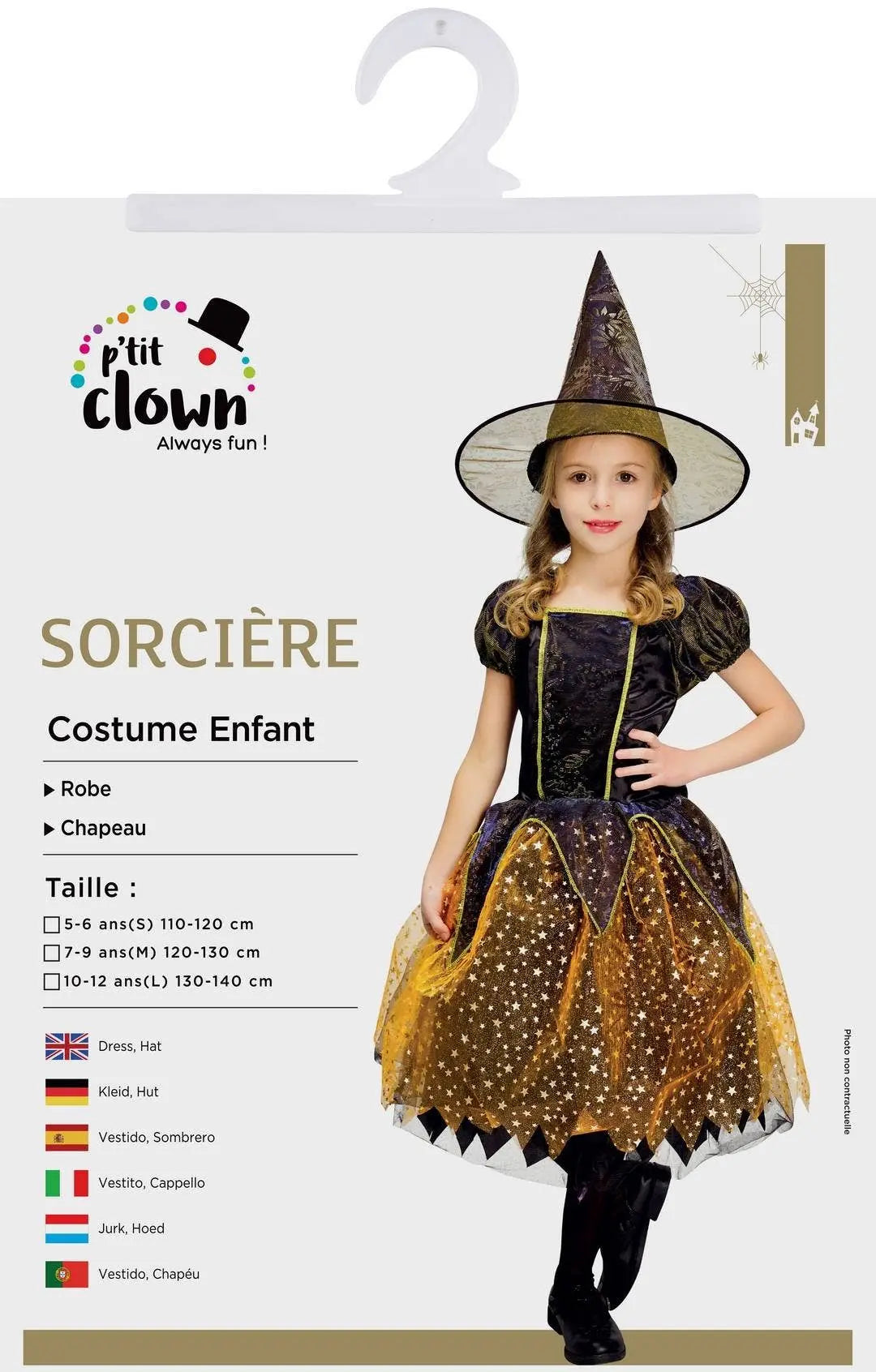 P'tit Clown - Witch Costume - Child - Black, Orange - 10/12 Years P'tit Clown