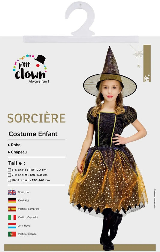 P'tit Clown - Witch Costume - Child - Black, Orange - 10/12 Years P'tit Clown