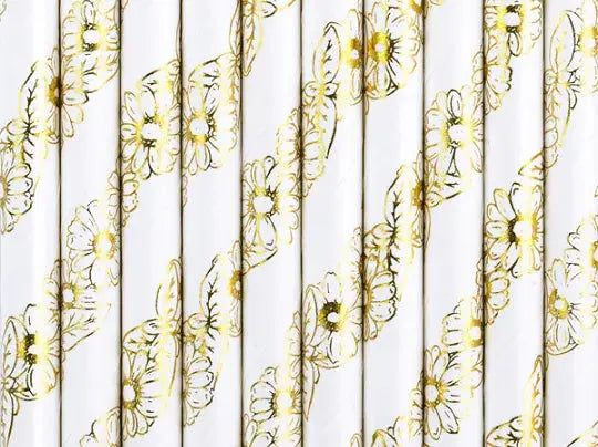 Paper Straws, gold, 19.5cm Partydeco